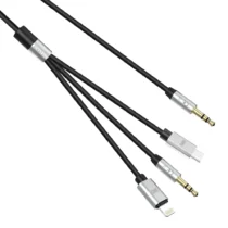 кабел за мобилен телефон Аудио кабел Earldom ET-AUX09 3.5mm към Lightning Type-C 3.5mm 3в1 1.2м Черен -