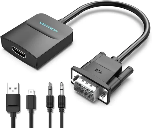Vention адаптер Adapter VGA to HDMI with sound - Active converter with AUX-in and Micro USB power -