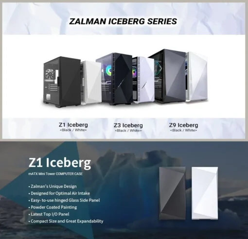 Zalman компютърна кутия Gaming Case mATX – Z1 Iceberg White
