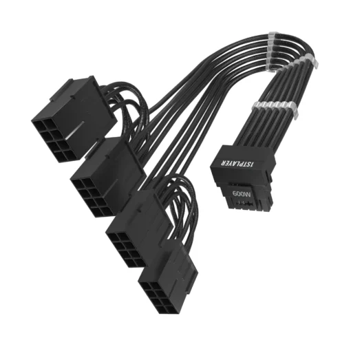 1stPlayer удължителен кабел Custom Sleeved Modding Cable Black - 4 x PCIe 8-pin to 12VHPWR -