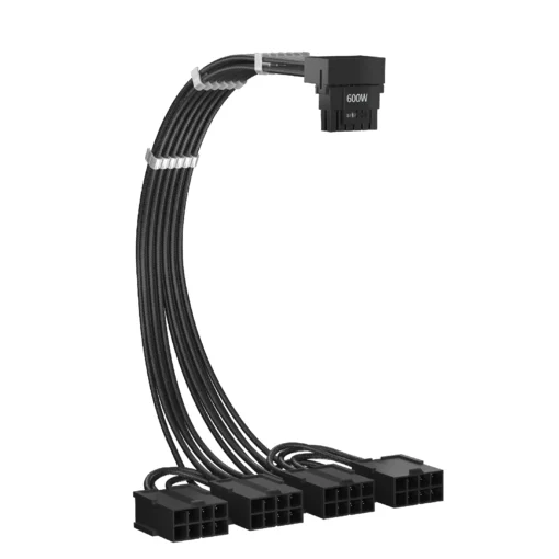 1stPlayer удължителен кабел Custom Sleeved Modding Cable Black – 4 x PCIe 8-pin to 12VHPWR –