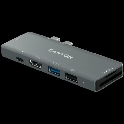 USB хъб CANYON hub DS-5 7in1 Thunderbolt 3 Space Grey