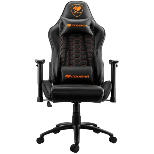 Геймърски стол COUGAR OUTRIDER - Black Gaming Chair Premium PVC Leather Head and Lumbar Pillow High Density Shaping Foam