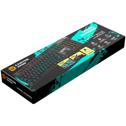 Геймърска клавиатура CANYON keyboard Nightfall GK-7 RGB US Wired Dark