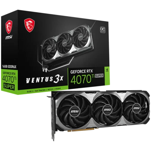 Видео карта MSI Video Card Nvidia RTX 4070 Ti SUPER 16G VENTUS 3X OC 16GB GDDR6X 256bit 21Gbps Memory speed Boost: 2640