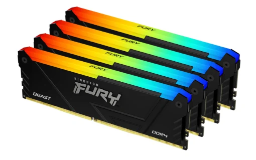 Памет за компютър Kingston FURY Beast Black RGB 32GB(4x8GB) DDR4 3600MHz CL17