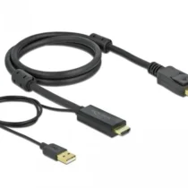 Кабел Delock HDMI мъжко - DisplayPort USB мъжко 4K 30 Hz 1 м Черен