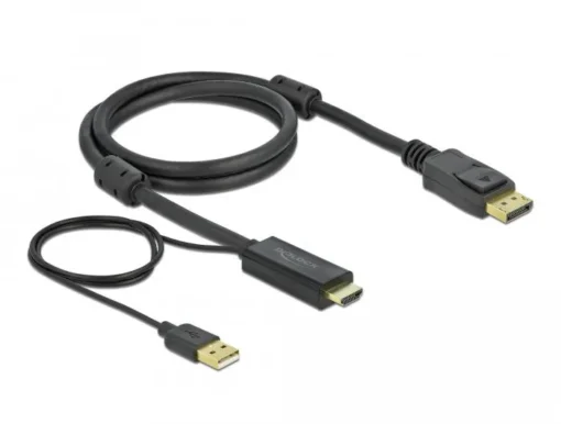 Кабел Delock HDMI мъжко - DisplayPort USB мъжко 4K 30 Hz 1 м Черен