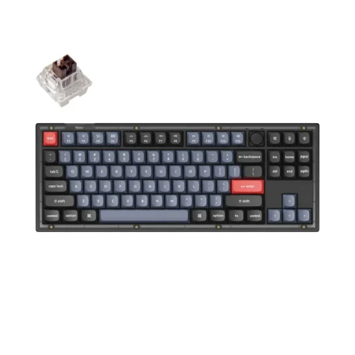 Геймърска Механична клавиатура Keychron V3 TKL Knob QMK Frosted Black Translucent Keychron K Pro Brown Switch