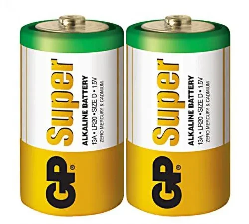 Алкална батерия GP SUPER LR20 2 бр. в опаковка / shrink 1.5V