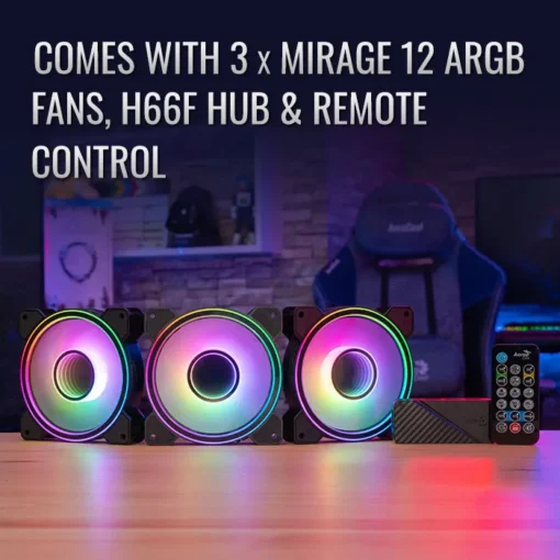 AeroCool комплект вентилатори Fan Pack 3-in-1 3x120mm – Mirage 12 Pro – Addressable RGB with Hub