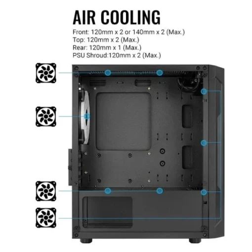 AeroCool кутия Case mATX – Trinity Mini-G-BK-v3 – 3 fans included