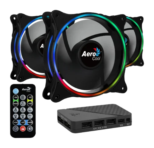 AeroCool комплект вентилатори Fan Pack 3-in-1 3x120mm - ECLIPSE 12 Pro - Addressable RGB with Hub Remote -