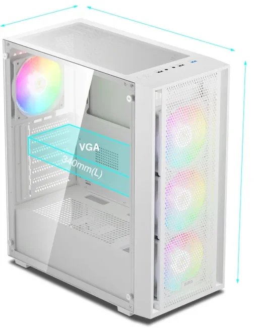 Gamdias кутия Case ATX – AURA GC2 Elite White – Mesh