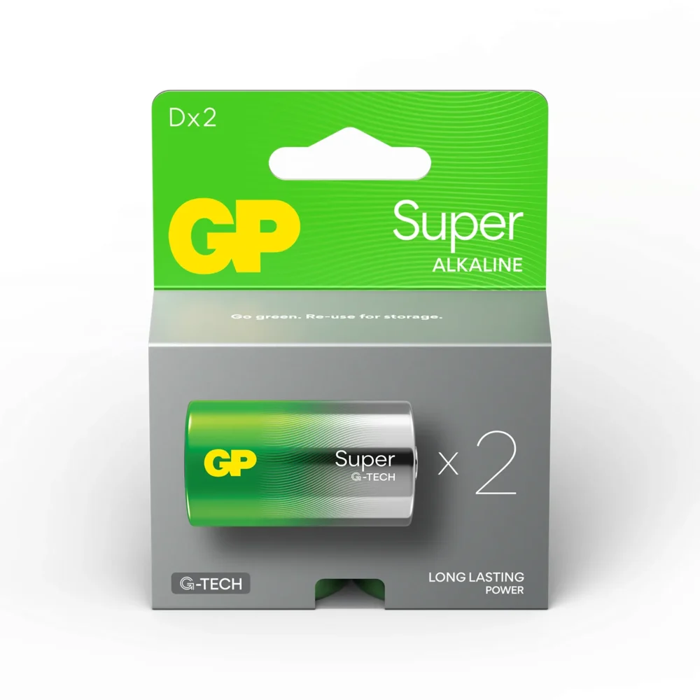 Алкална батерия GP SUPER LR20 2 бр. в опаковка / блистер 1.5V