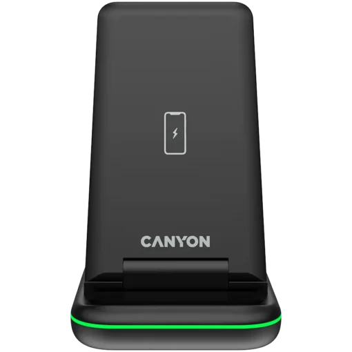 Зарядно за мобилен телефон CANYON wireless charger WS-304 15W 2in1 Black