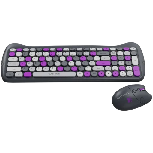 Клавиатура CANYON HSET-W6 EN Keyboard+Mouse Kitty Edition AAA+АА Wireless