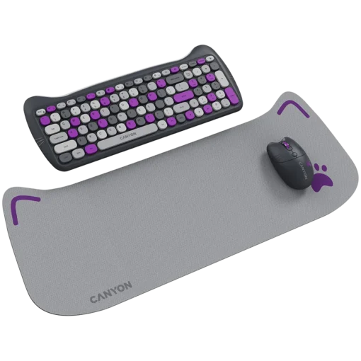 Клавиатура CANYON HSET-W6 EN Keyboard+Mouse Kitty Edition AAA+АА Wireless