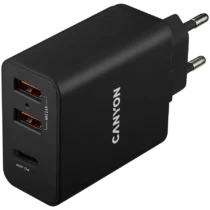 Зарядно за мобилен телефон CANYON charger H-08 PD 30W USB-C 2USB-A Black