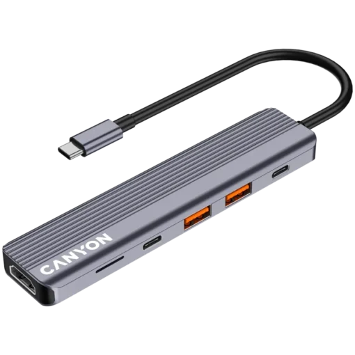 USB хъб CANYON hub DS-17 6in1 4k USB-C Grey