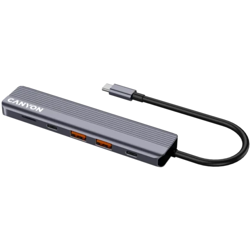 USB хъб CANYON hub DS-17 6in1 4k USB-C Grey