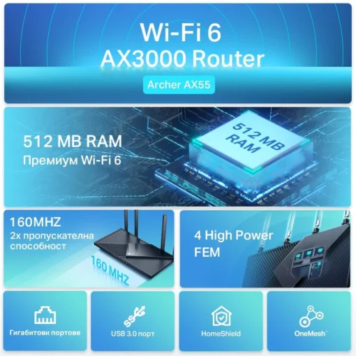 Безжичен рутер TP-Link Archer AX55