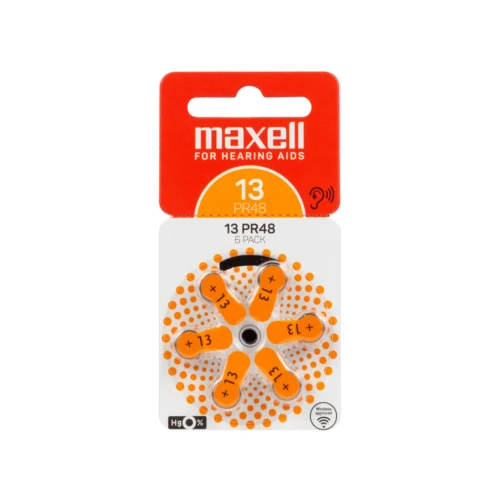 Батерия цинково въздушна MAXELL ZA13 6 бр. бутонни за слухов апарат в
