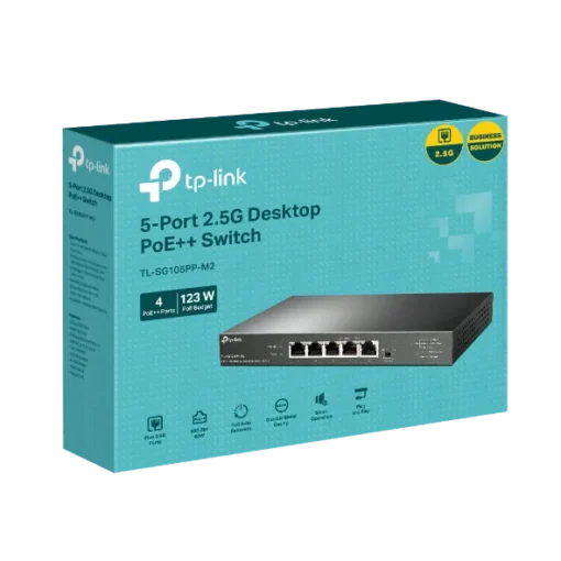 Комутатор TP-Link TL-SG105PP-M2 5-портов 2.5G настолен с 4-порта