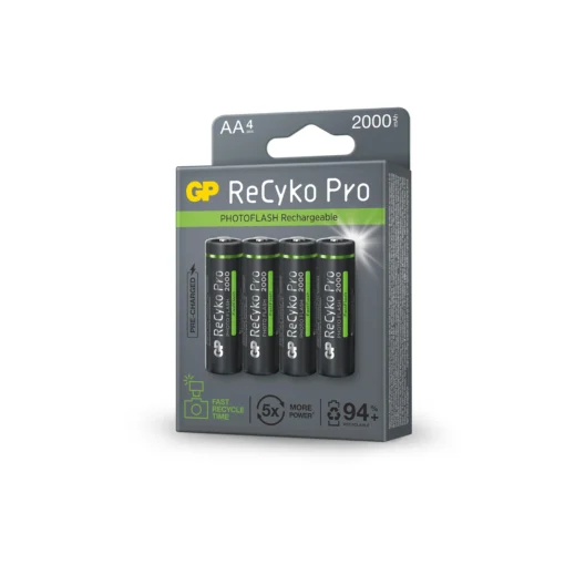 Акумулаторна Батерия GP R6 AA 2000mAh RECYKO + PRO Fast Flash GP-BR-210AAHCF-APCEB4 NiMH /до 500 цикъла/ 4 бр.