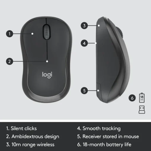 КОМПЛЕКТ МИШКА + КЛАВИАТУРА LOGITECH MK295 US – Wireless – БЕЗ БДС КИРИЛИЗАЦИЯ – Black – P№