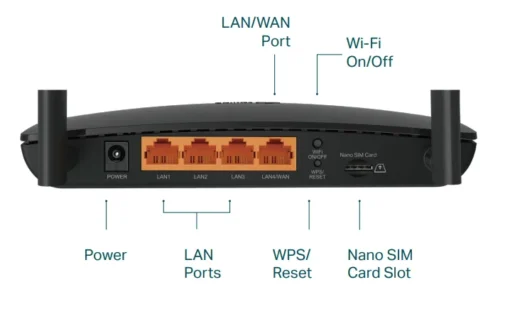 Безжичен двулентов 4G рутер TP-Link Archer MR400 AC1200