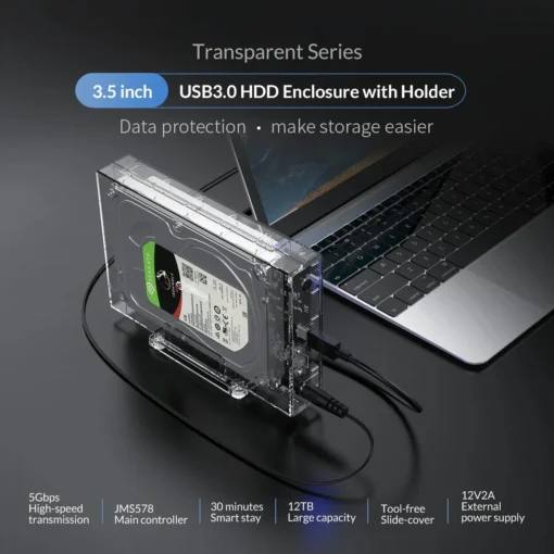 Orico кутия за диск Storage – Case – 3.5 inch USB3.0 transparent