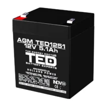 Оловна батерия TED ELECTRIC AGM 12V 5Ah 90/ 70/ 10 1mm Терминал 2