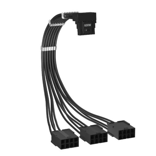 1stPlayer удължителен кабел Custom Sleeved Modding Cable Black - 3 x PCIe 8-pin to 12VHPWR -