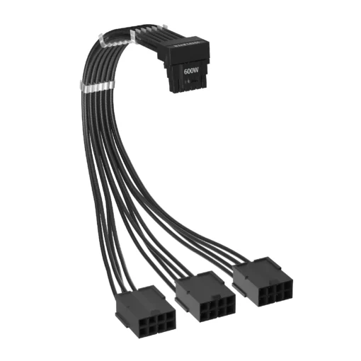 1stPlayer удължителен кабел Custom Sleeved Modding Cable Black – 3 x PCIe 8-pin to 12VHPWR –