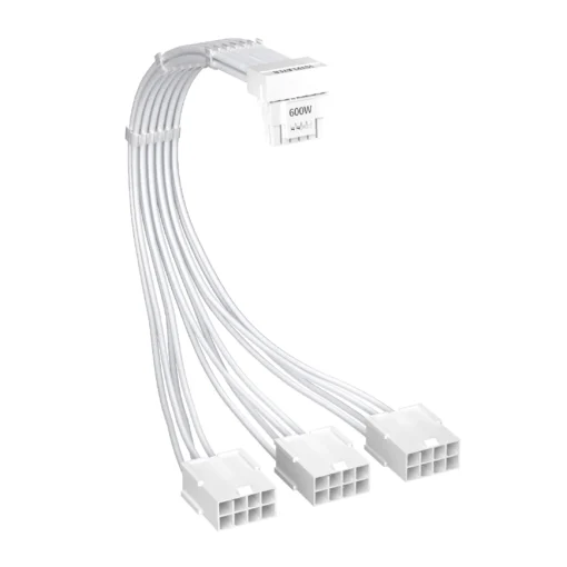 1stPlayer удължителен кабел Custom Sleeved Modding Cable White - 3 x PCIe 8-pin to 12VHPWR -