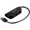 USB хъб Handy four-port USB 2.0 hub with a permanently connected USB cable. Black.