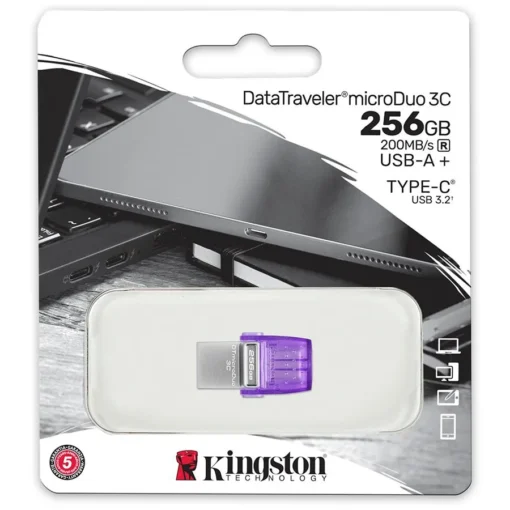 USB памет Kingston 256GB DataTraveler microDuo 3C 200MB/s dual USB-A + USB-C