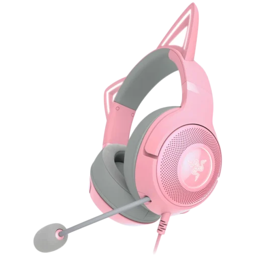 Геймърски слушалки Kraken Kitty V2 - Pink Gaming headset Kitty Ears Stream Reactive Lighting HyperClear Cardioid Mic 40