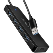 USB хъб AXAGON HUE-C1A 4x USB3.2 Gen 1 Travel hub USB-C power IN w. 20cm Type-A cable