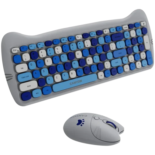 Клавиатура CANYON HSET-W6 EN Keyboard+Mouse Kitty Edition AAA+АА Wireless