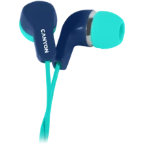 Слушалки CANYON Stereo Earphones with inline microphone Green+Blue