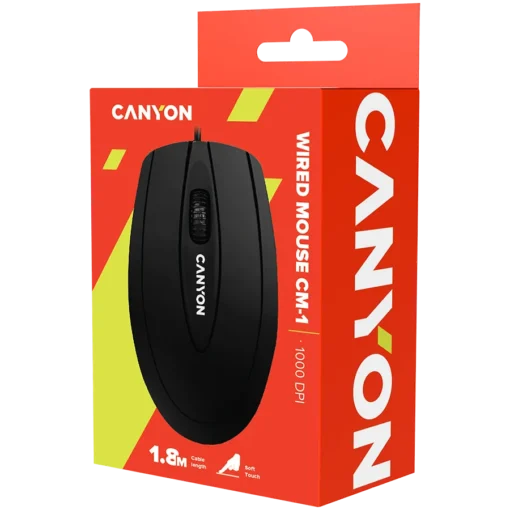 Мишка за компютър CANYON mouse CM-1 Wired Black