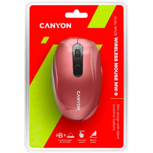 Безжична мишка CANYON mouse MW-9 Dual-mode Wireless Red