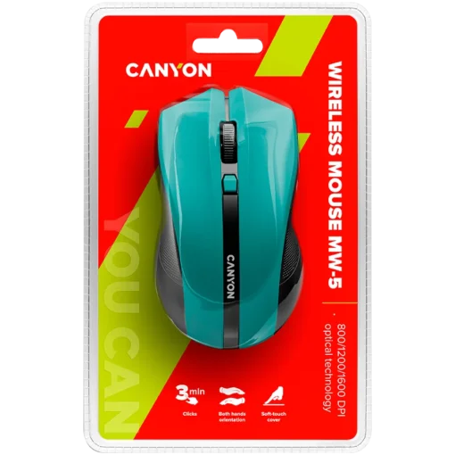 Безжична мишка CANYON mouse MW-5 Wireless Green