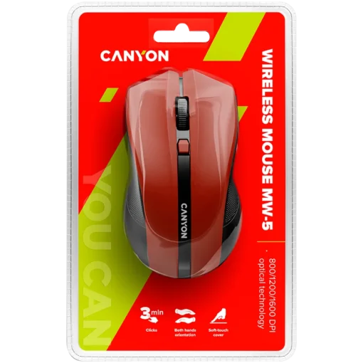 Безжична мишка CANYON mouse MW-5 Wireless Red