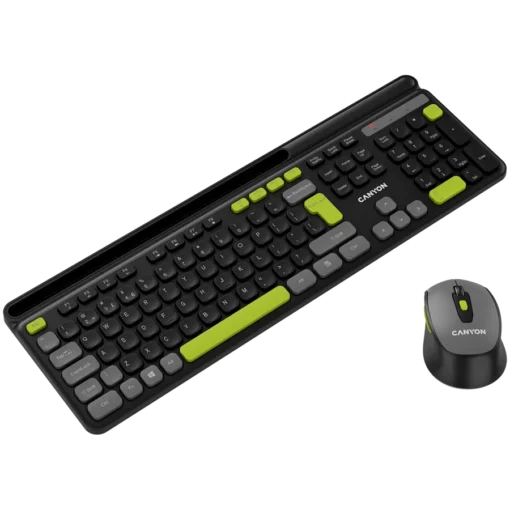 Клавиатура CANYON HSET-W5 EN Keyboard+Mouse AAA+AA Wireless Black