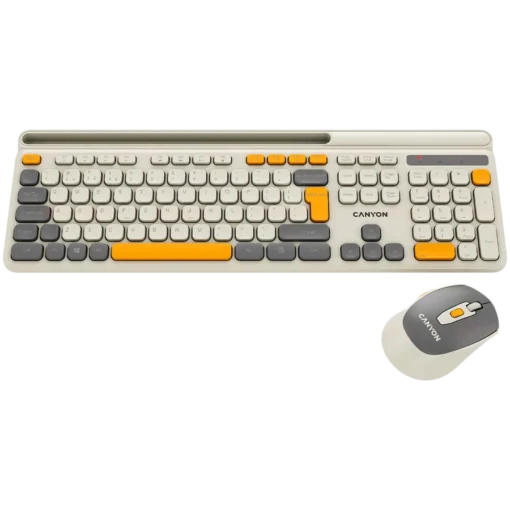 Клавиатура CANYON HSET-W5 EN Keyboard+Mouse AAA+AA Wireless Beige