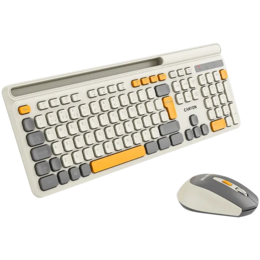 Клавиатура CANYON HSET-W5 EN Keyboard+Mouse AAA+AA Wireless Beige