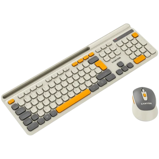 Клавиатура CANYON HSET-W5 EN Keyboard+Mouse AAA+AA Wireless Beige